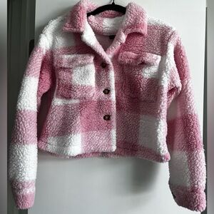 Pink + White SHEIN Cropped Cardigan!
